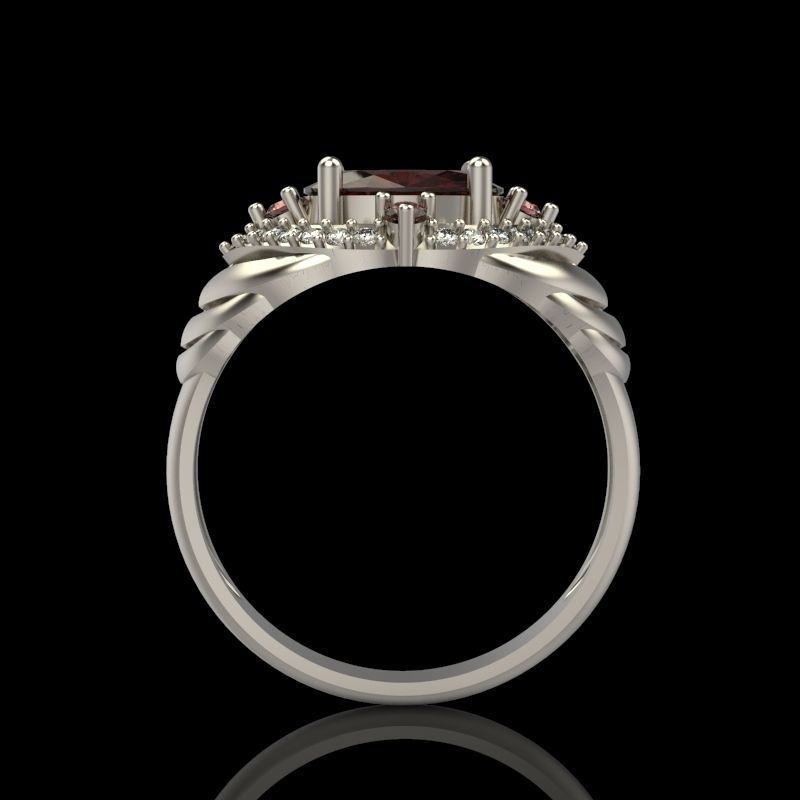 Women design ring with gems 9 3dm stl vintage 3D print model_14