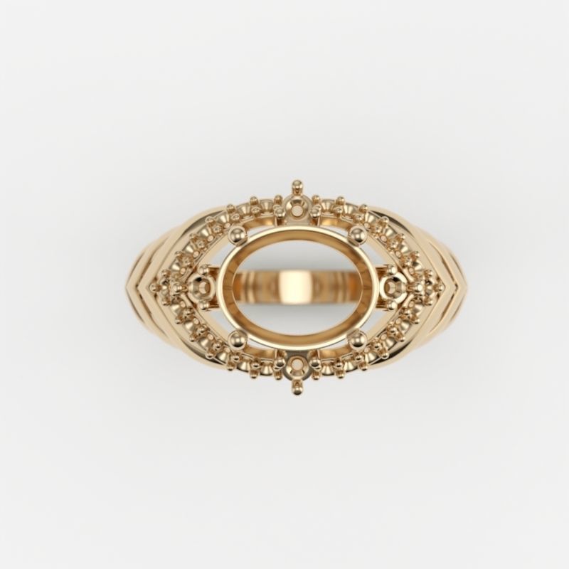 Women design ring with gems 9 3dm stl vintage 3D print model_6