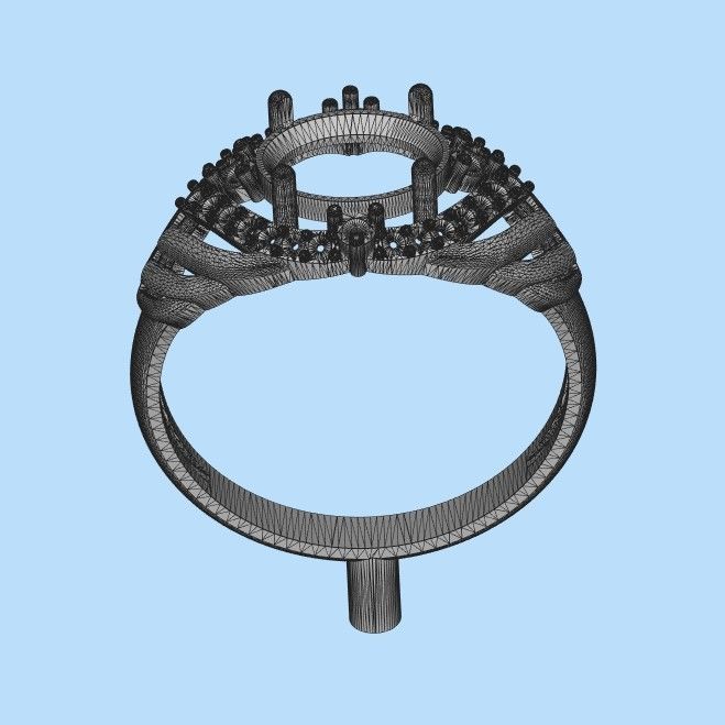 Women design ring with gems 9 3dm stl vintage 3D print model_41