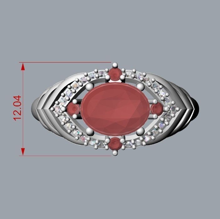 Women design ring with gems 9 3dm stl vintage 3D print model_32