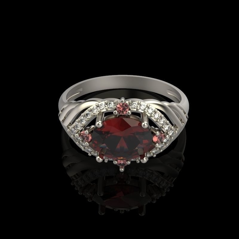 Women design ring with gems 9 3dm stl vintage 3D print model_8