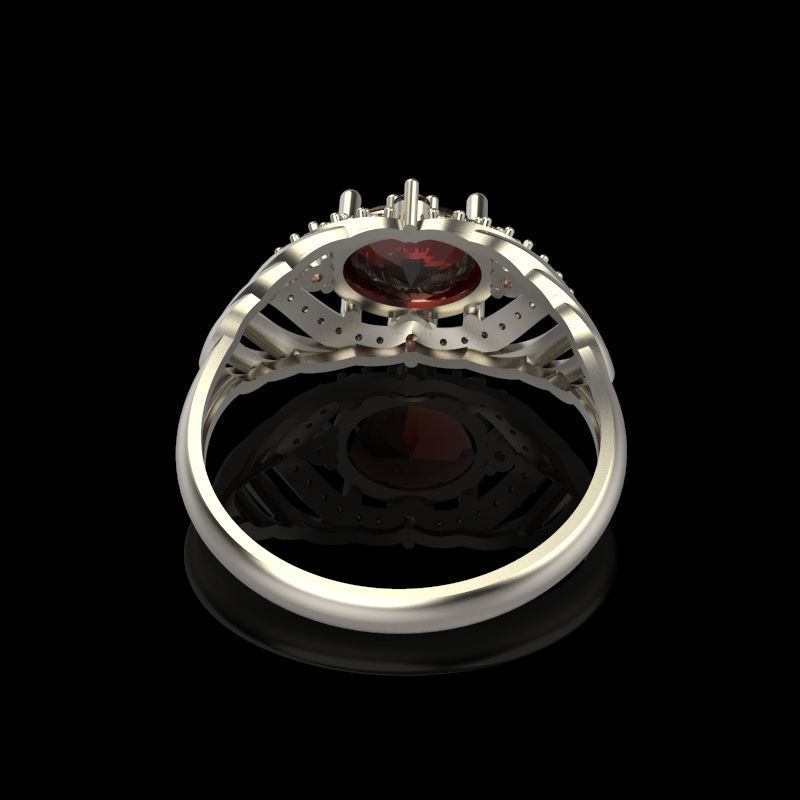 Women design ring with gems 9 3dm stl vintage 3D print model_10