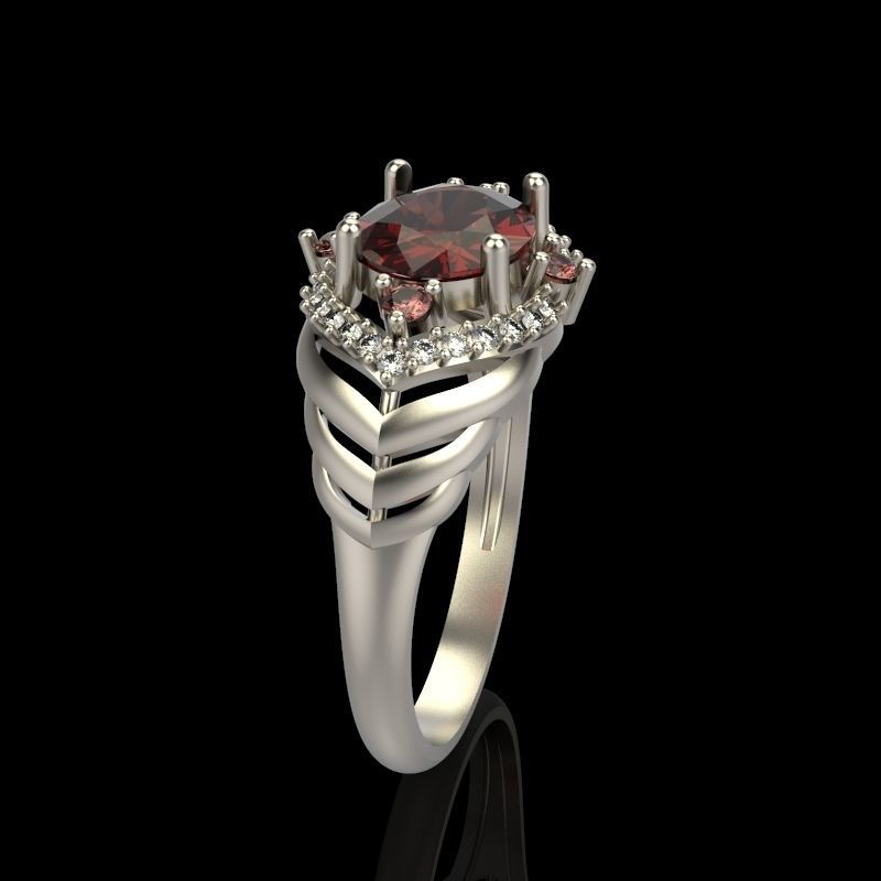 Women design ring with gems 9 3dm stl vintage 3D print model_13