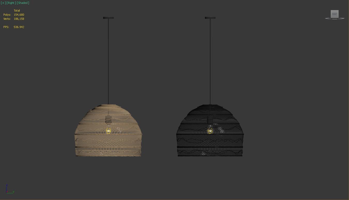Wicker Hanging Lamp - HK living 3D model_2