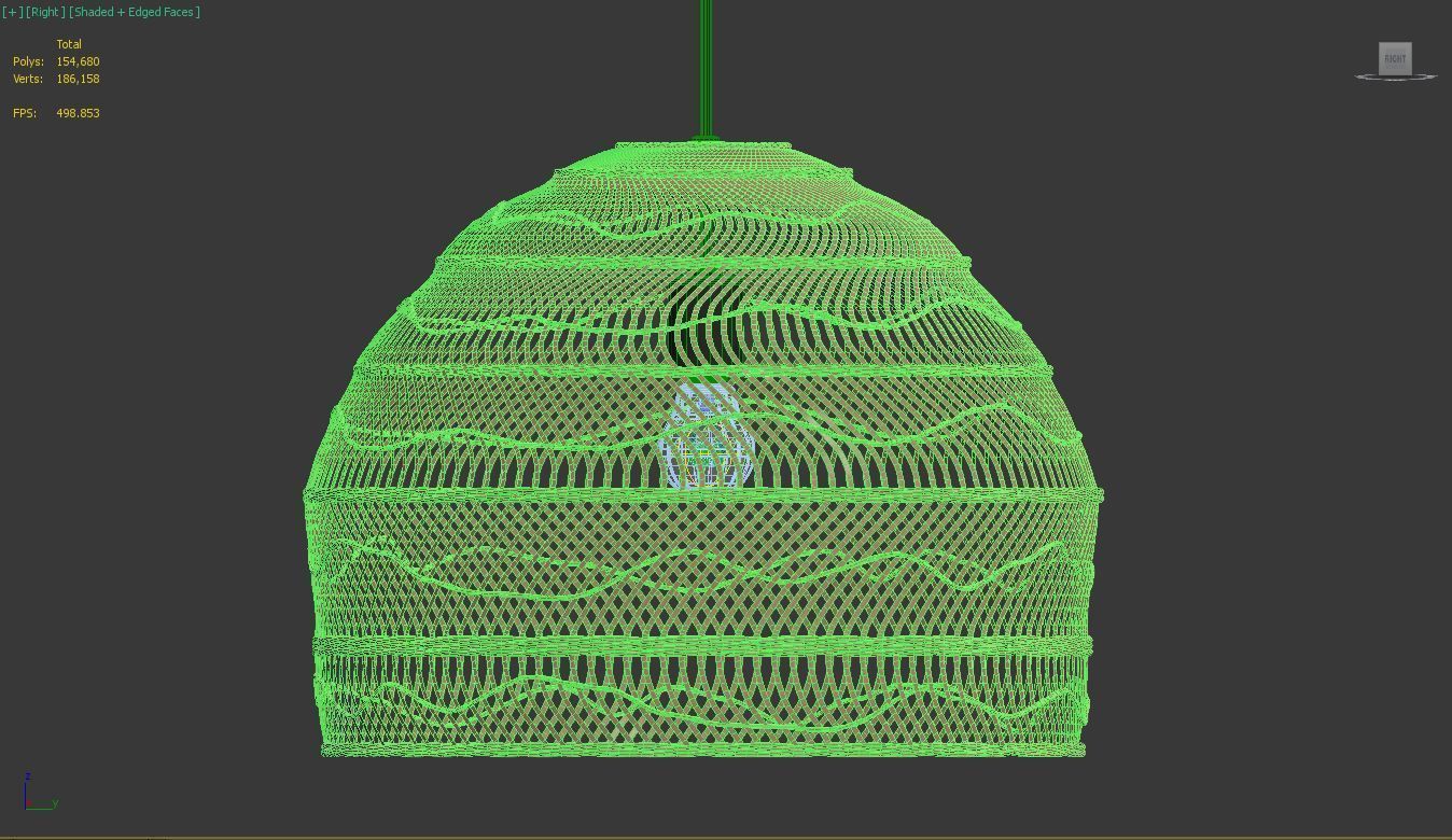 Wicker Hanging Lamp - HK living 3D model_4