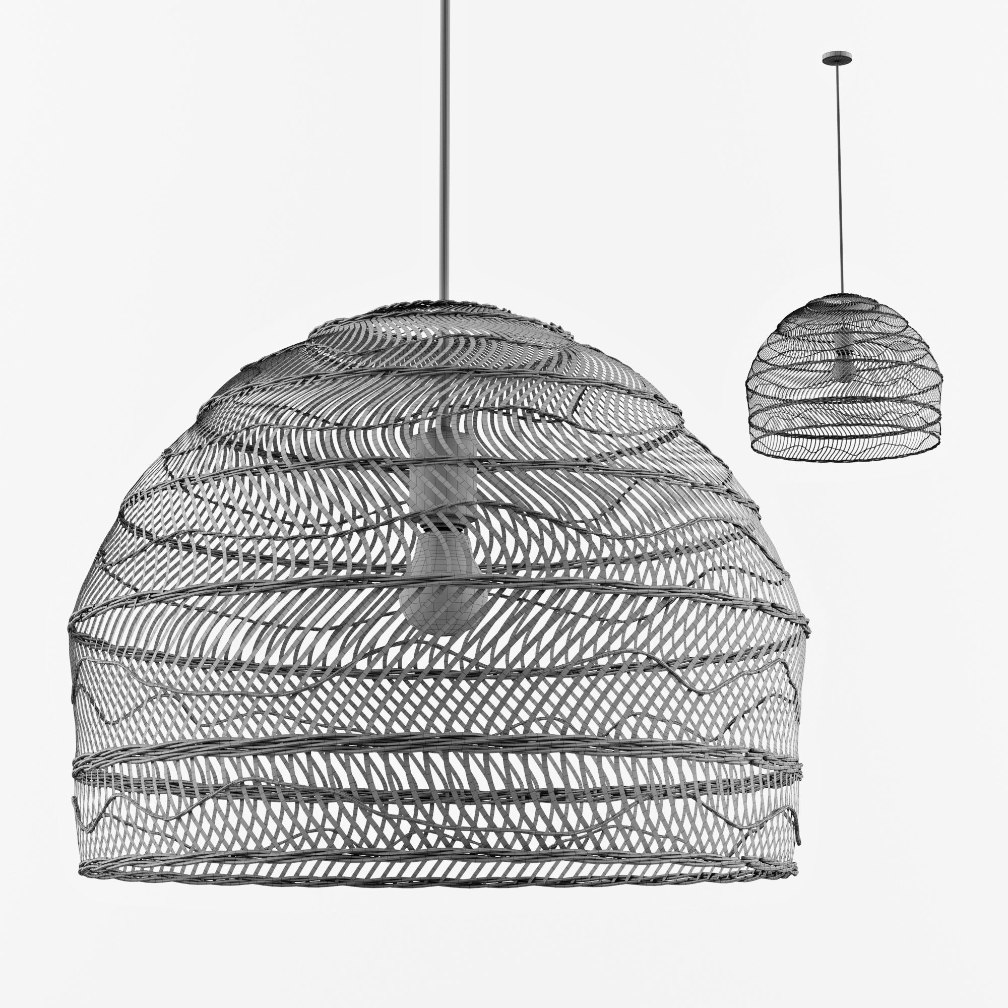Wicker Hanging Lamp - HK living 3D model_1