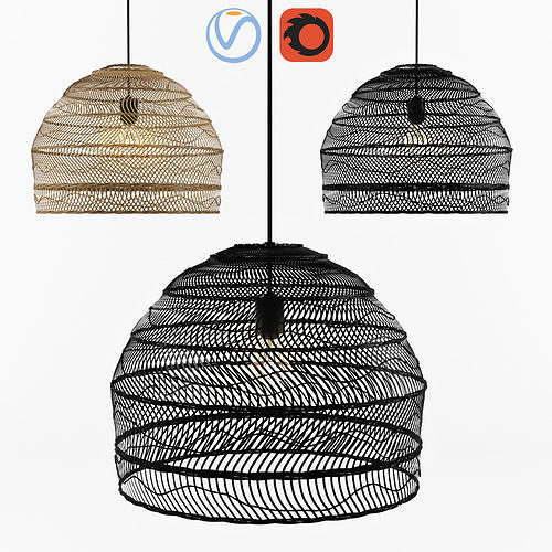 Wicker Hanging Lamp - HK living 3D model