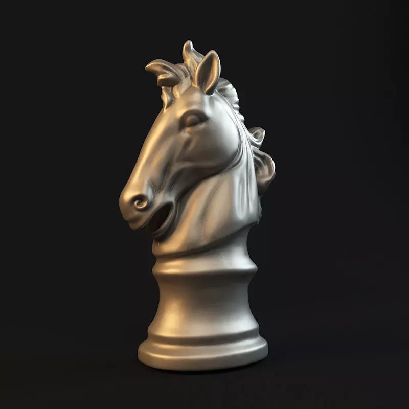 horse head chess knight Statue 3D print model_0