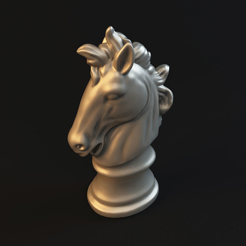 horse head chess knight Statue 3D print model_1