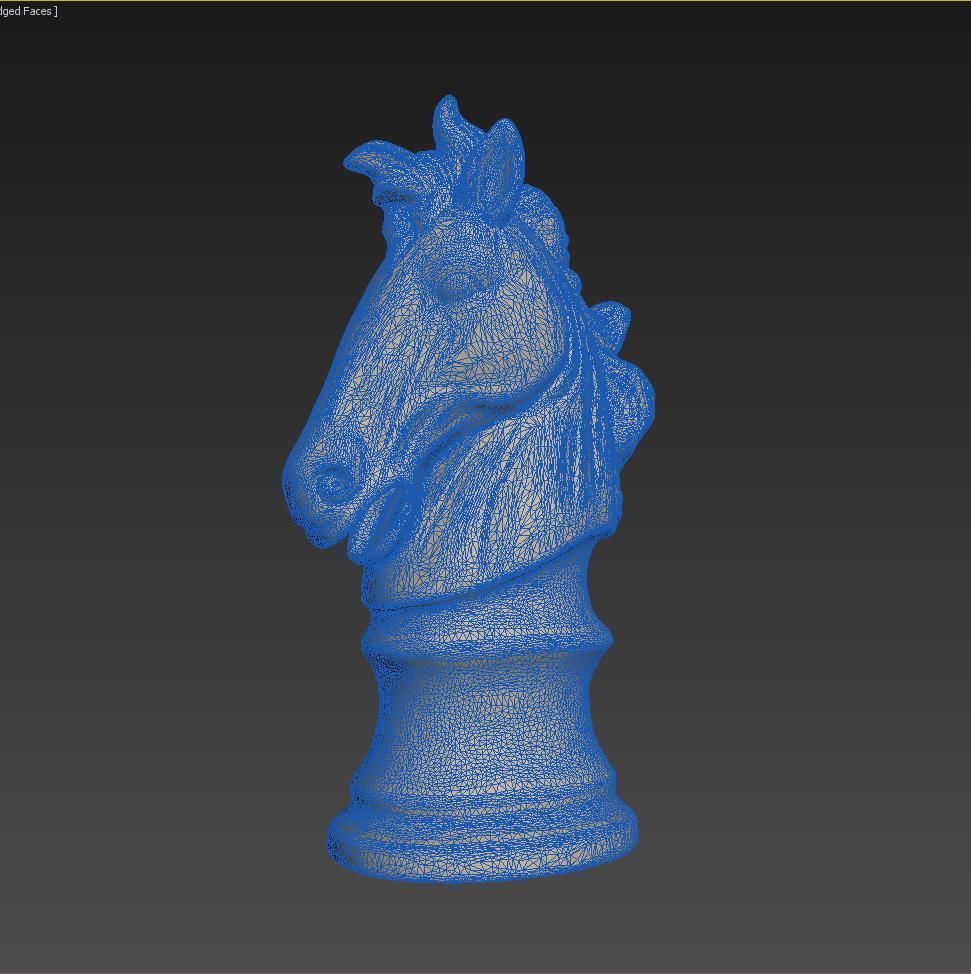 horse head chess knight Statue 3D print model_4