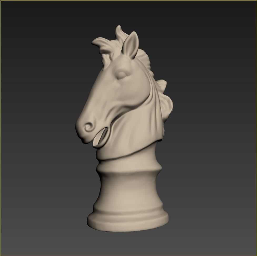 horse head chess knight Statue 3D print model_2