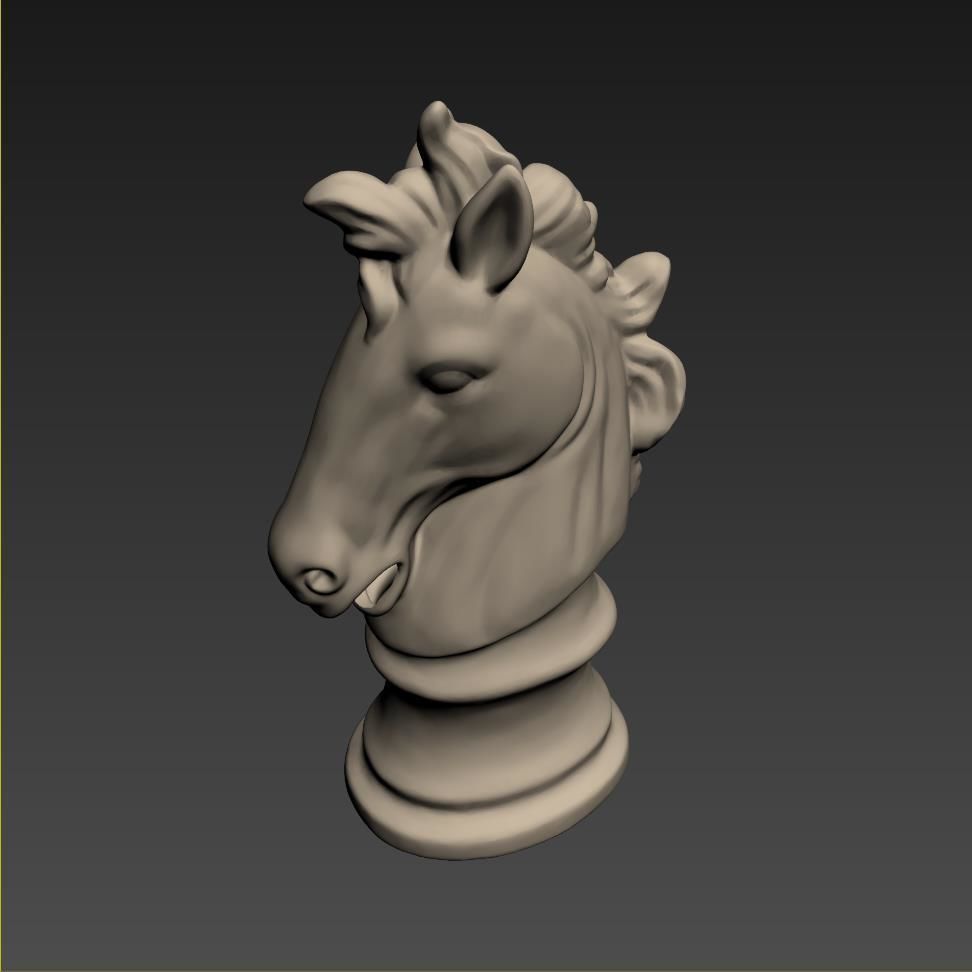 horse head chess knight Statue 3D print model_3