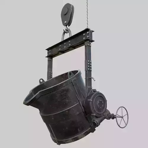 Foundry metal bucket hanging on chain 3D model