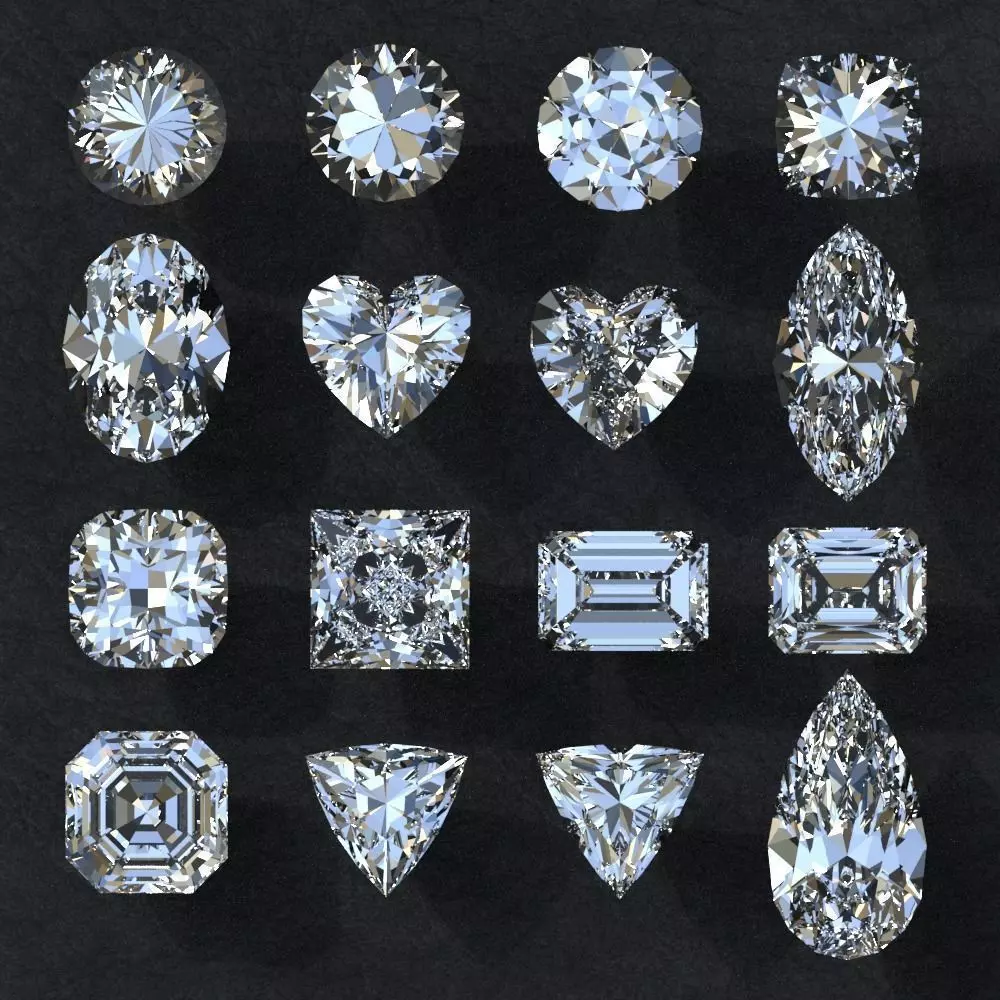 Diamond collection 3D emerald cut 3D model_0