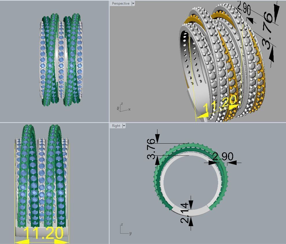 Ring Ring 2 with diamonds gold 3D print model_1