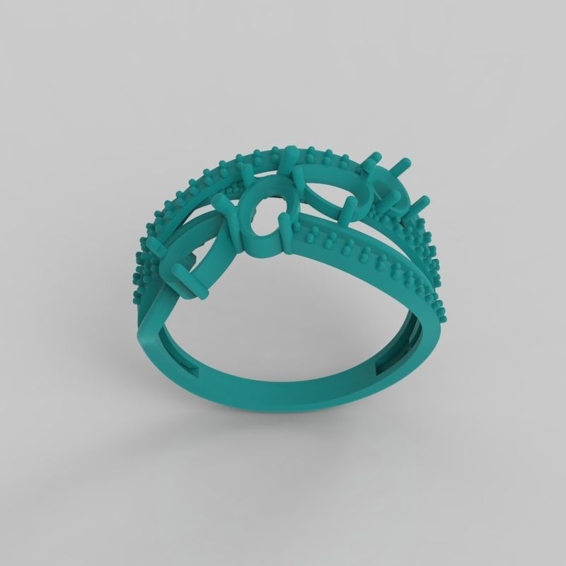 Design Women ring with gems 3dm stl 3D print model 3D print model_21