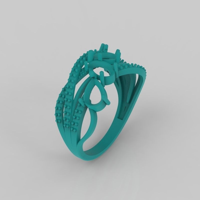 Design Women ring with gems 3dm stl 3D print model 3D print model_19