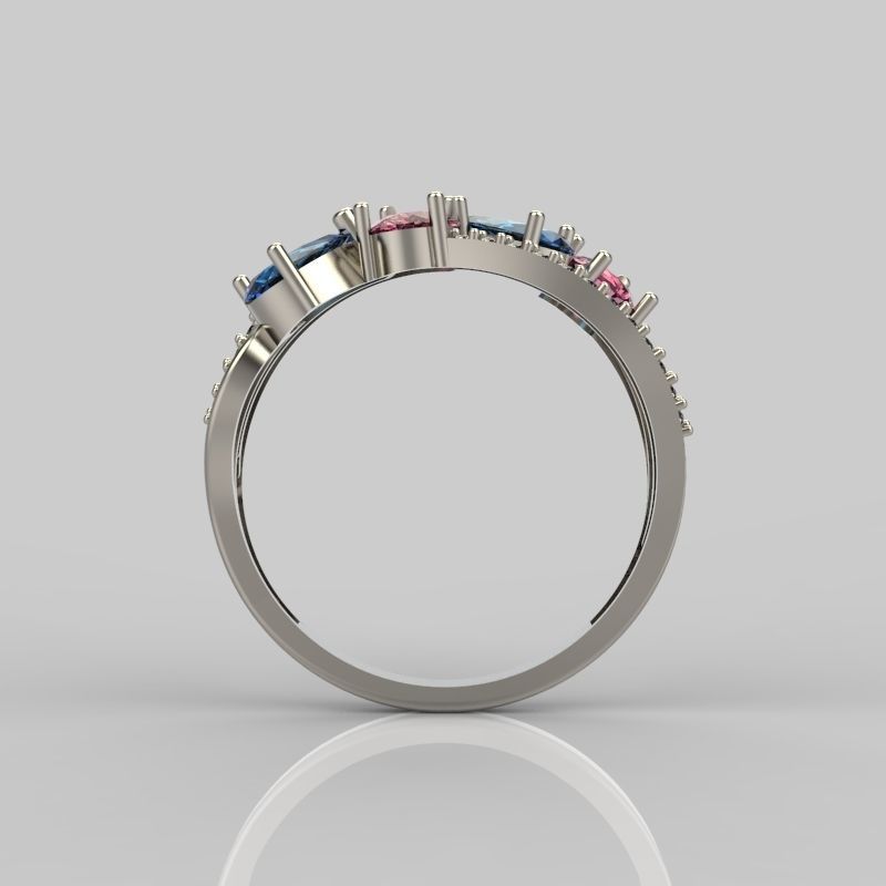 Design Women ring with gems 3dm stl 3D print model 3D print model_10