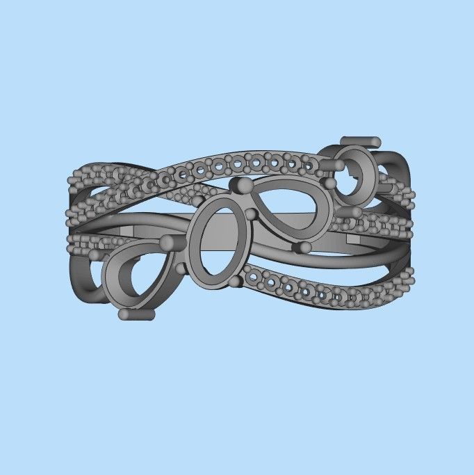 Design Women ring with gems 3dm stl 3D print model 3D print model_31