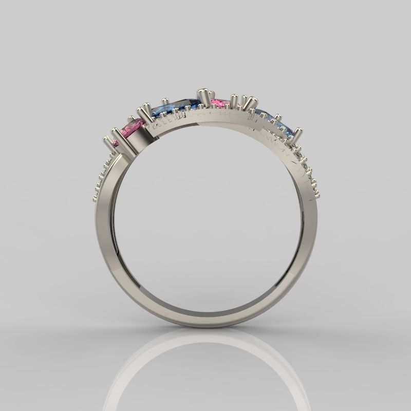 Design Women ring with gems 3dm stl 3D print model 3D print model_11