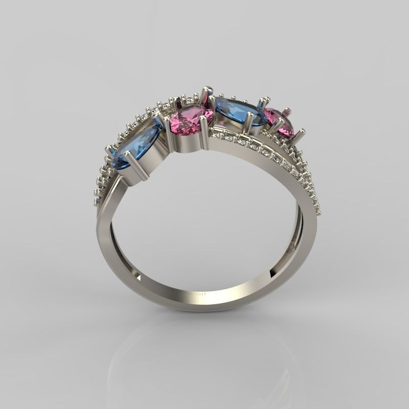 Design Women ring with gems 3dm stl 3D print model 3D print model_1