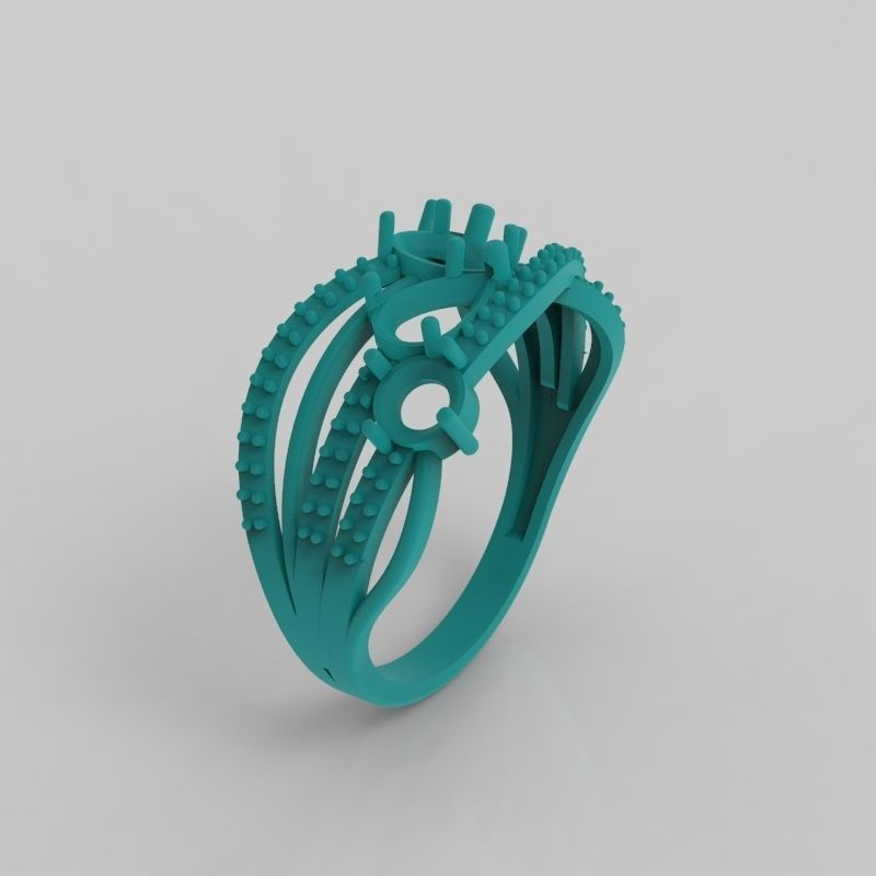 Design Women ring with gems 3dm stl 3D print model 3D print model_17