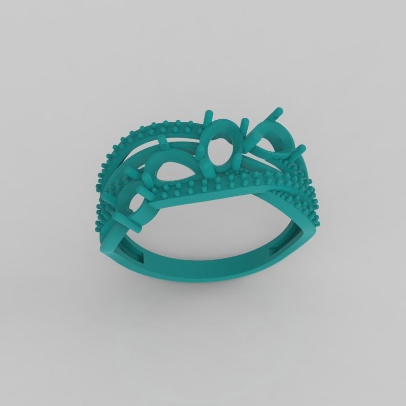 Design Women ring with gems 3dm stl 3D print model 3D print model_15
