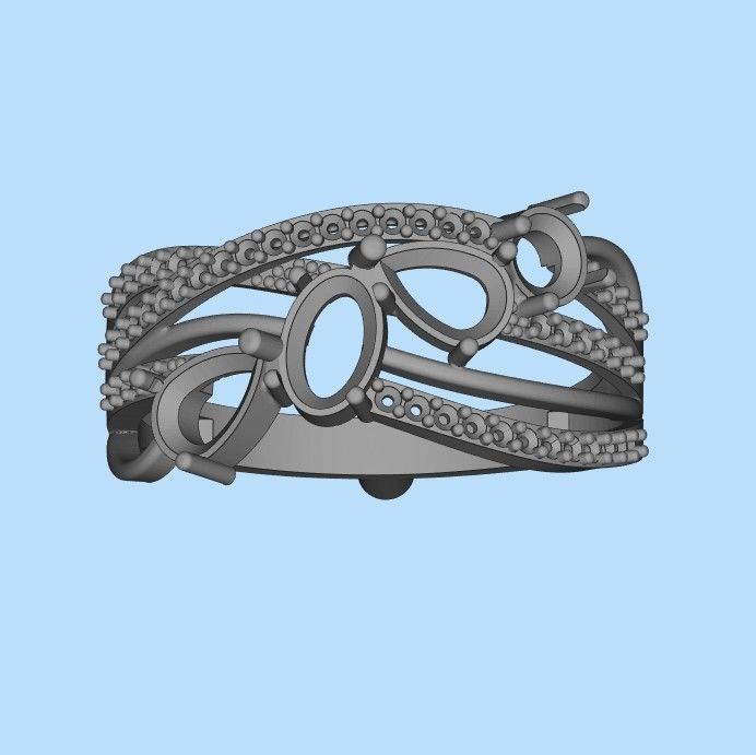 Design Women ring with gems 3dm stl 3D print model 3D print model_32