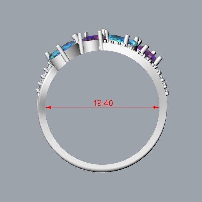 Design Women ring with gems 3dm stl 3D print model 3D print model_24