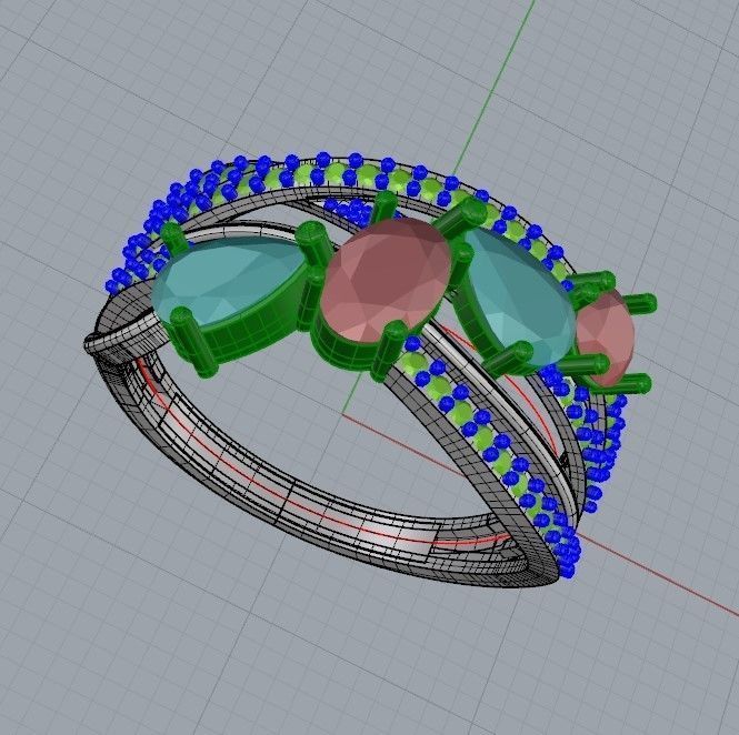 Design Women ring with gems 3dm stl 3D print model 3D print model_26