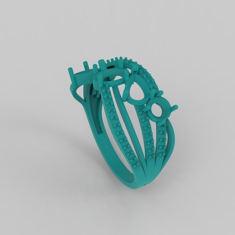 Design Women ring with gems 3dm stl 3D print model 3D print model_20