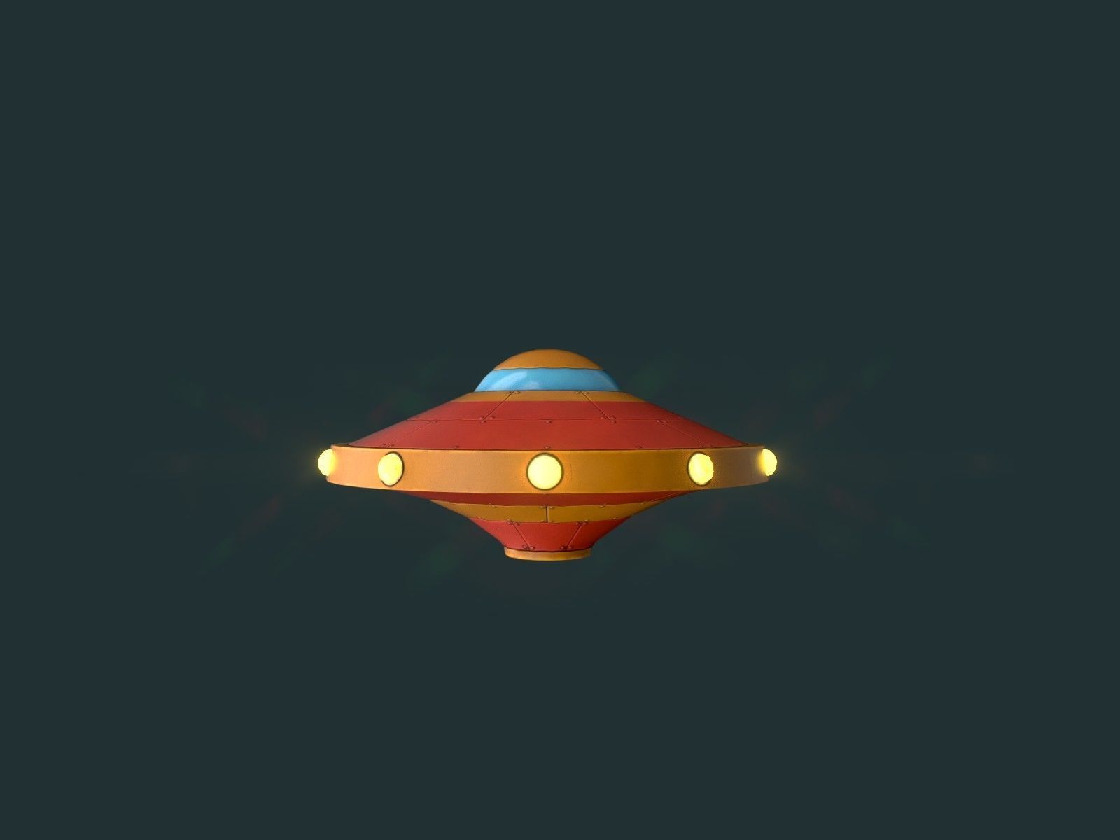 Flying Saucers Pack Low-poly 3D model_12
