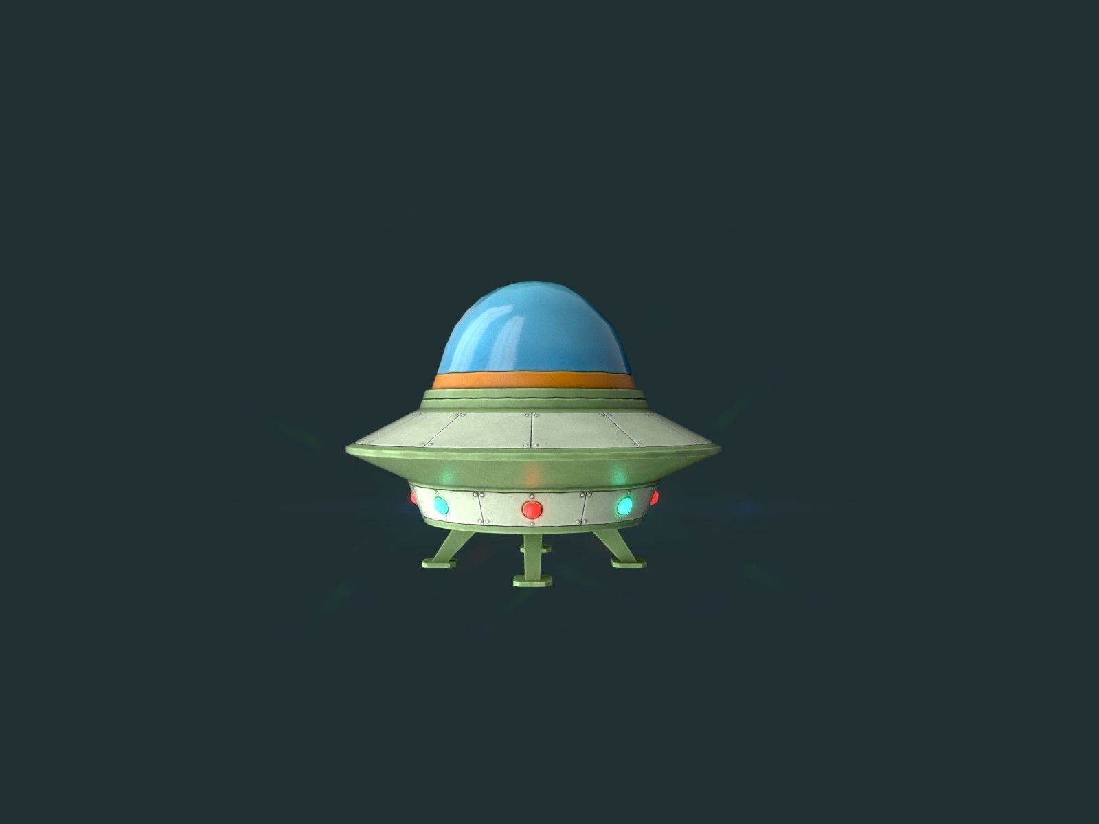 Flying Saucers Pack Low-poly 3D model_9