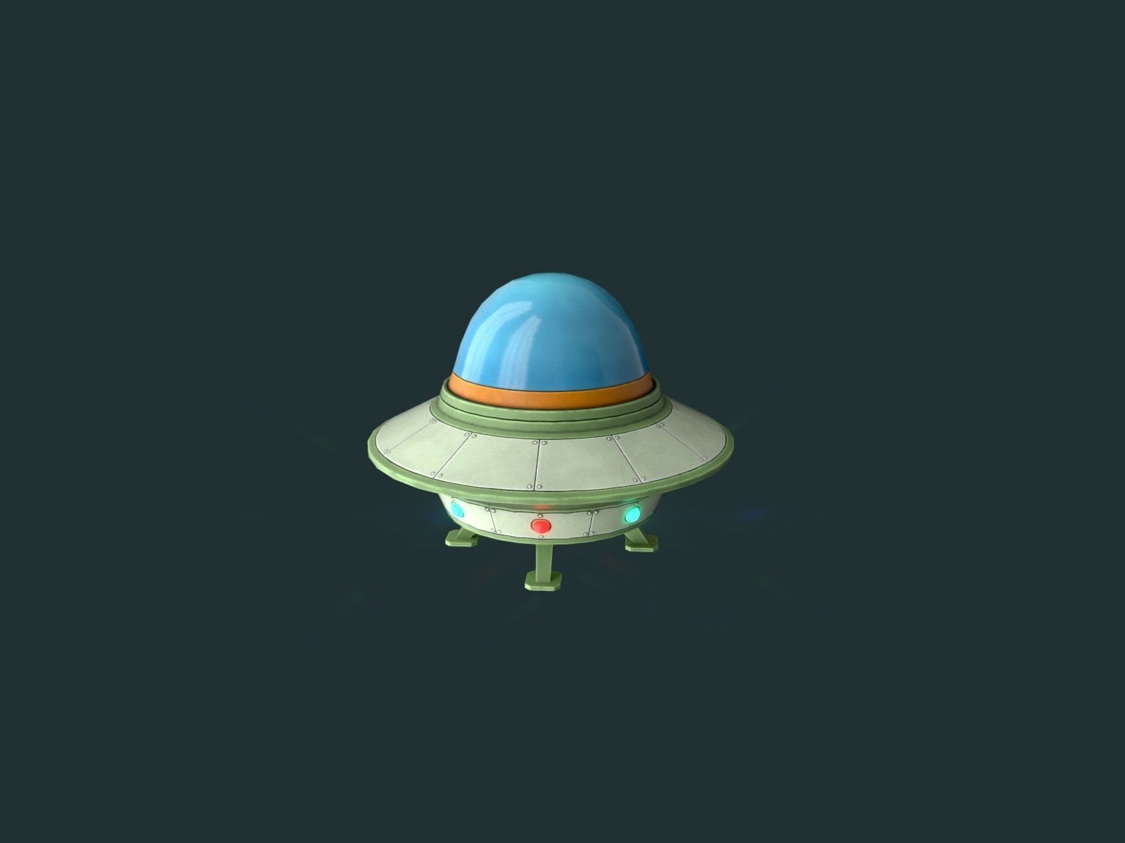 Flying Saucers Pack Low-poly 3D model_8