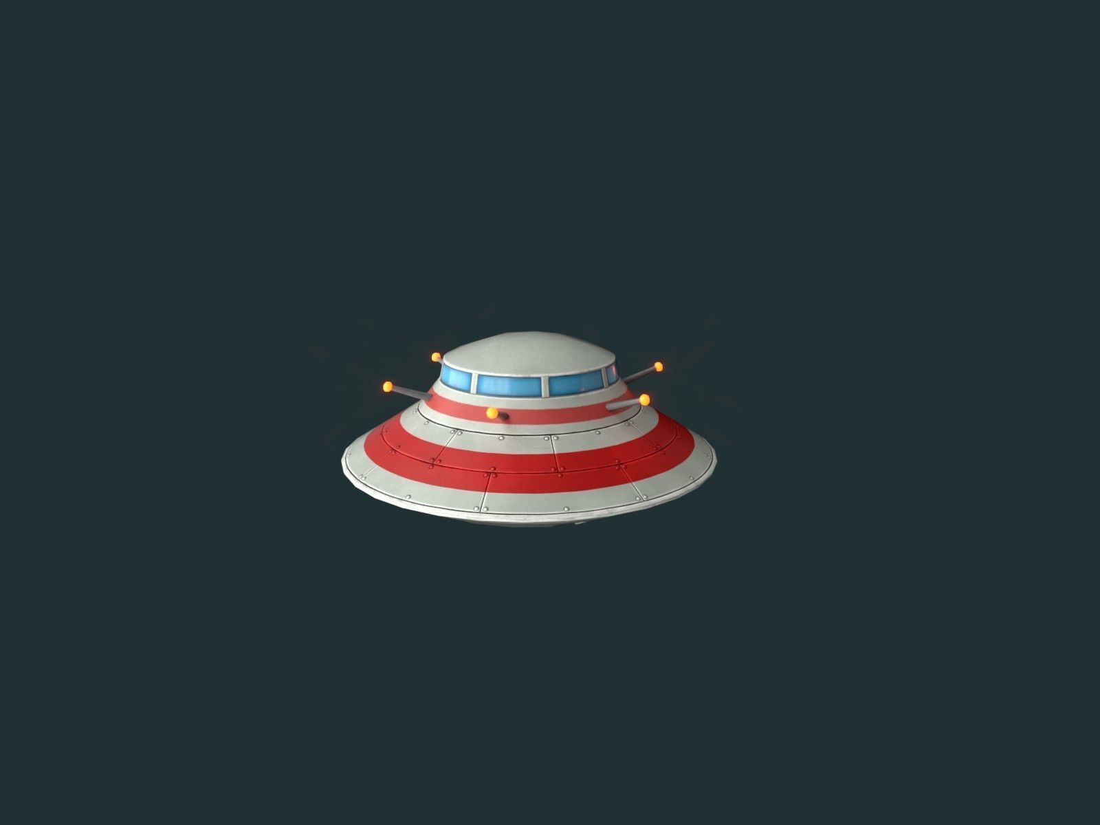 Flying Saucers Pack Low-poly 3D model_17