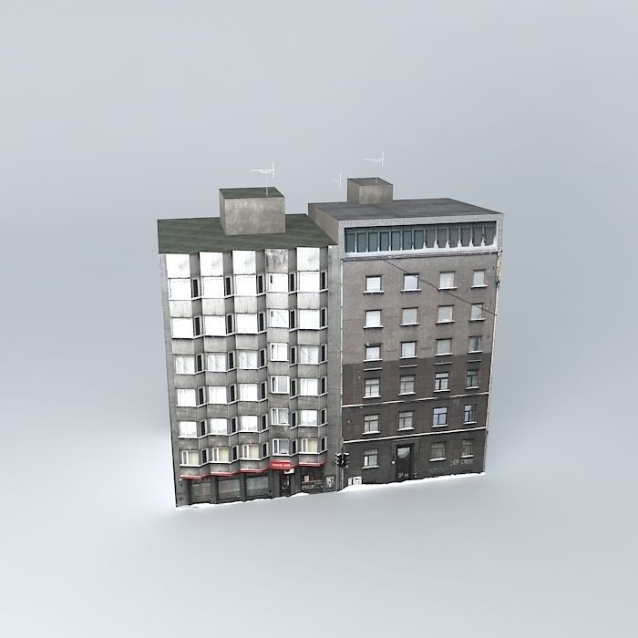 Riga Brivibas street 168 168a Free 3D model_1