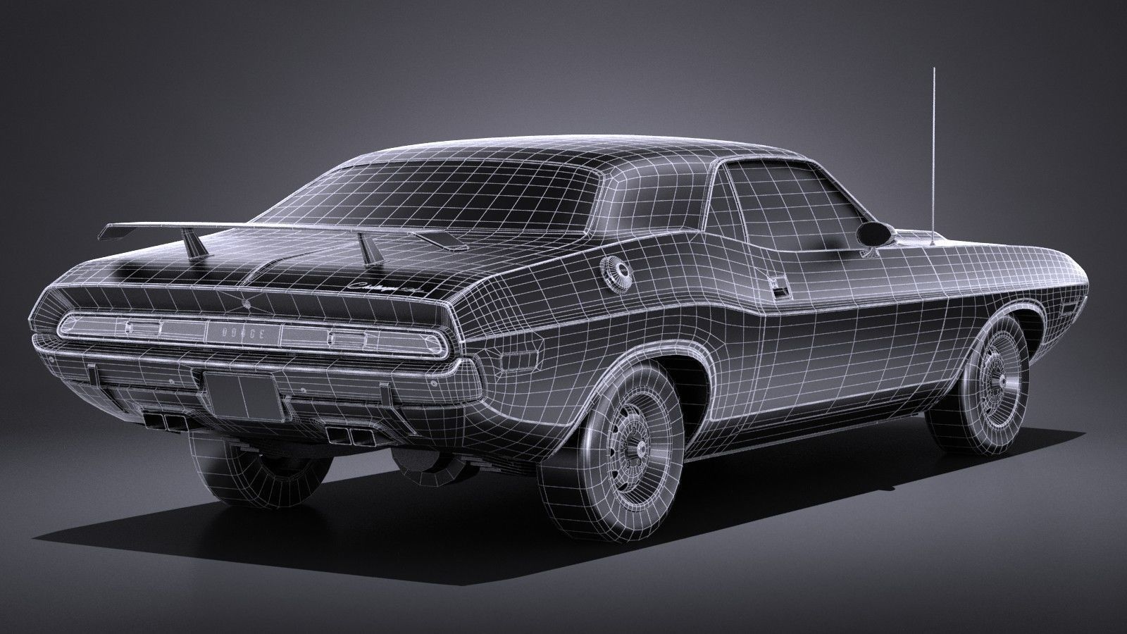 LowPoly Dodge Challenger 1970 RT Low-poly 3D model_17