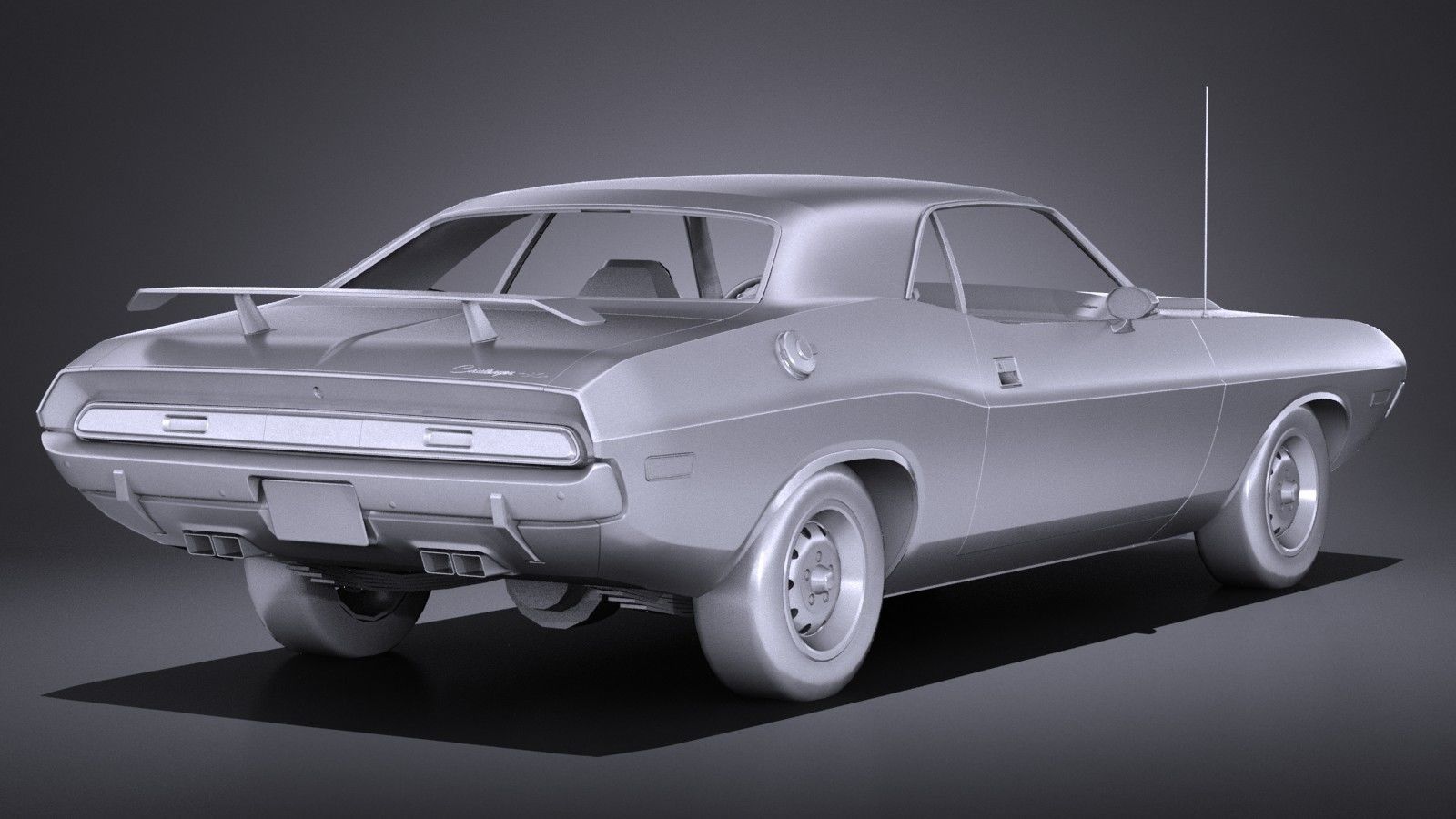 LowPoly Dodge Challenger 1970 RT Low-poly 3D model_11