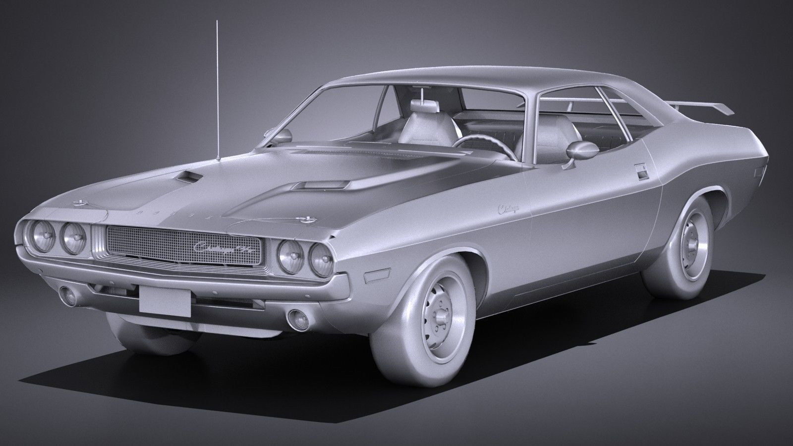 LowPoly Dodge Challenger 1970 RT Low-poly 3D model_8