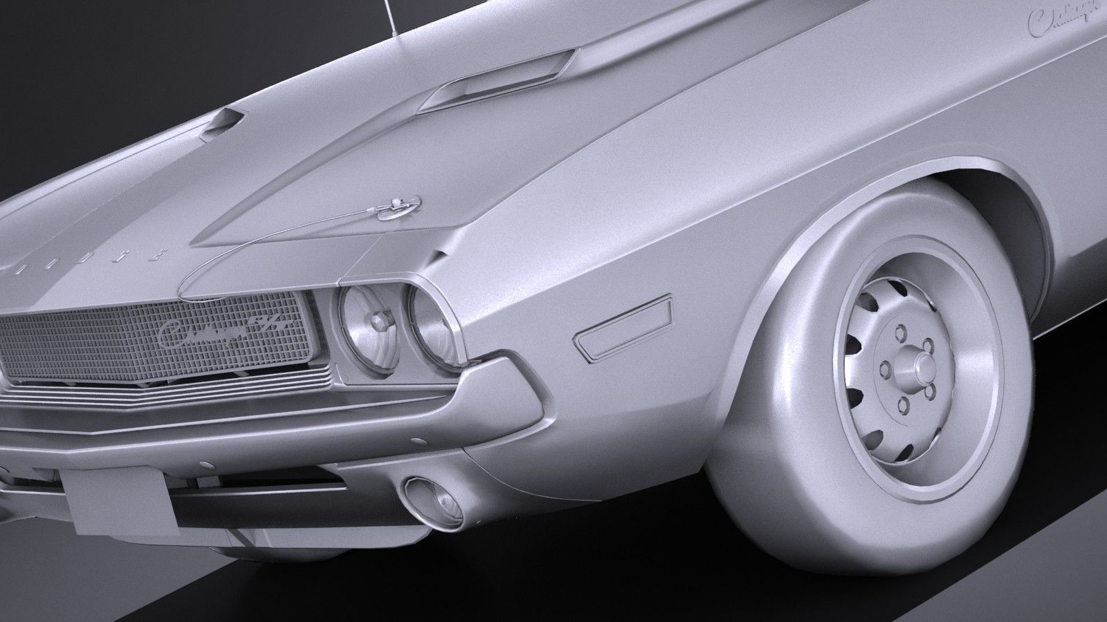 LowPoly Dodge Challenger 1970 RT Low-poly 3D model_9