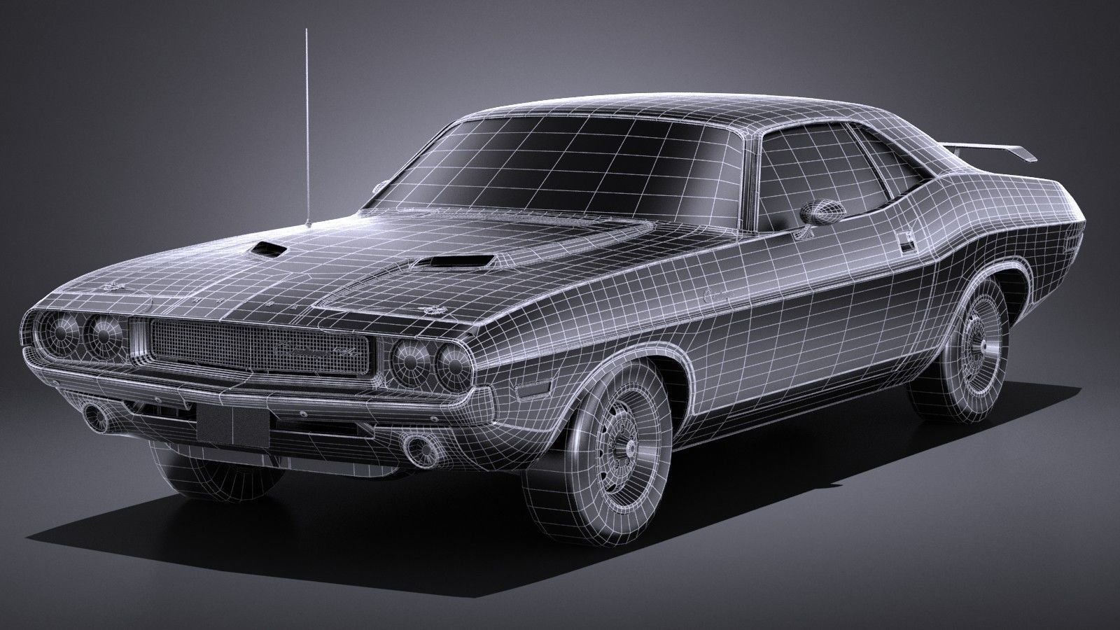 LowPoly Dodge Challenger 1970 RT Low-poly 3D model_14