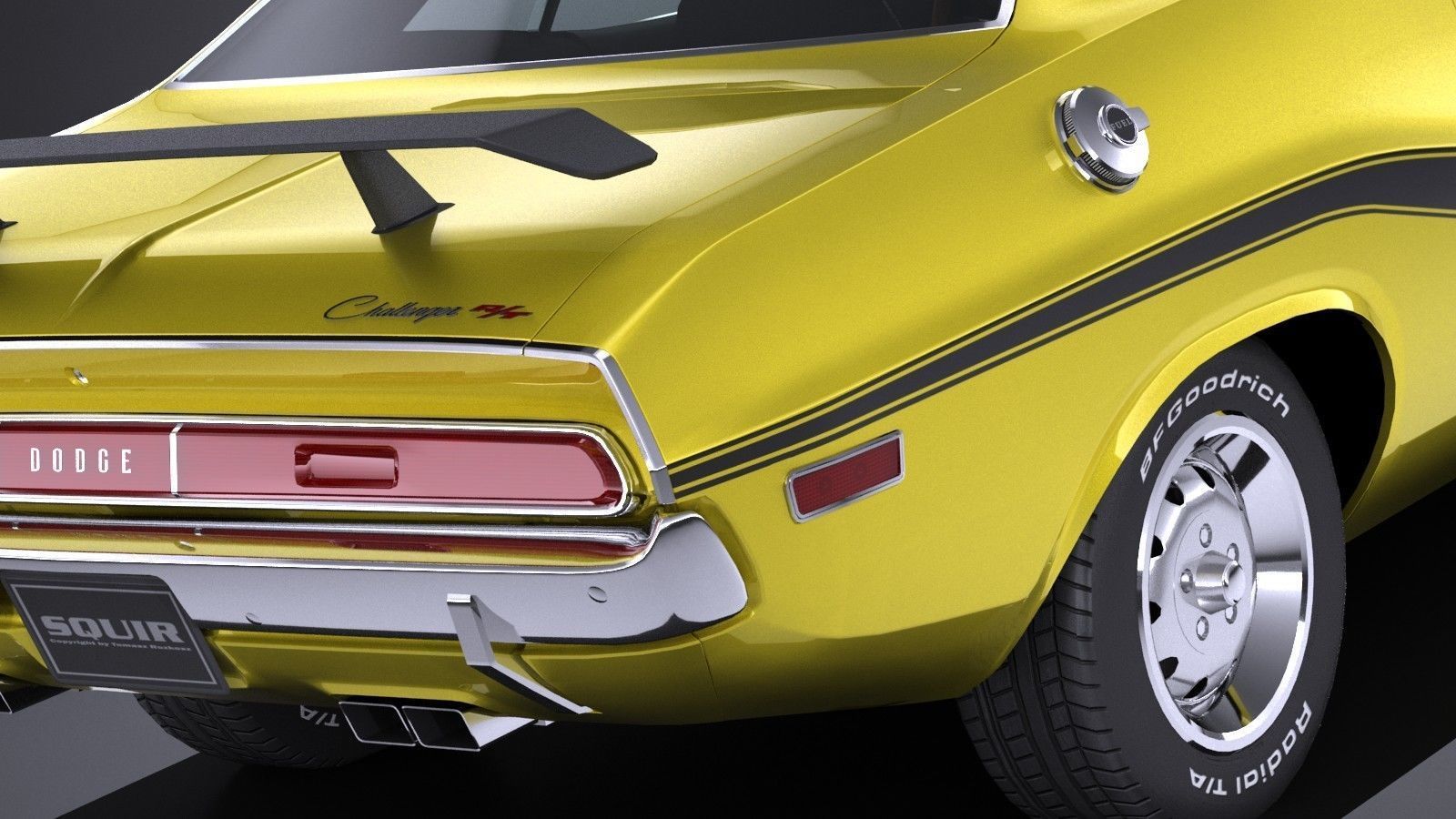 LowPoly Dodge Challenger 1970 RT Low-poly 3D model_3