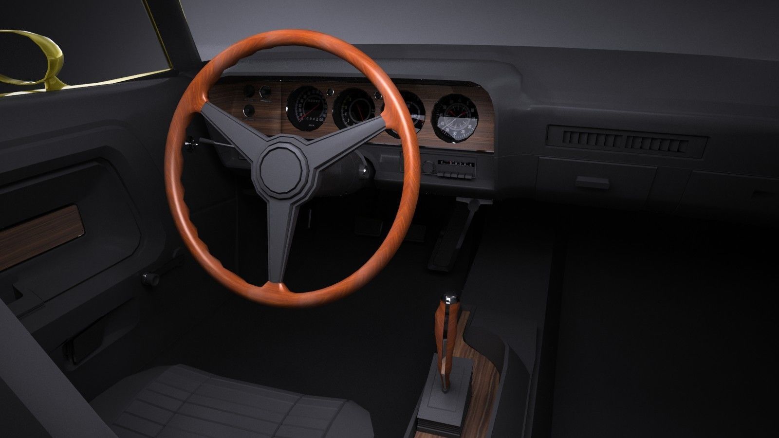 LowPoly Dodge Challenger 1970 RT Low-poly 3D model_13