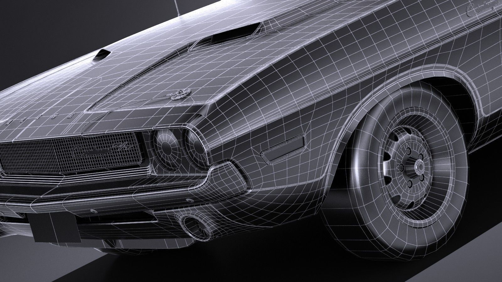 LowPoly Dodge Challenger 1970 RT Low-poly 3D model_15