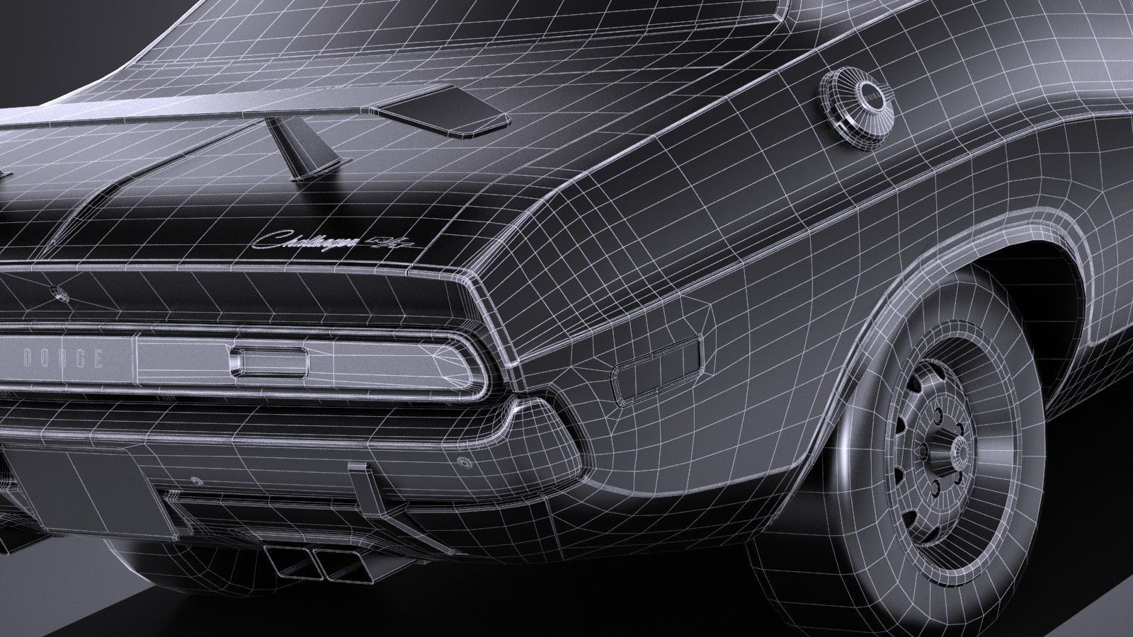 LowPoly Dodge Challenger 1970 RT Low-poly 3D model_16