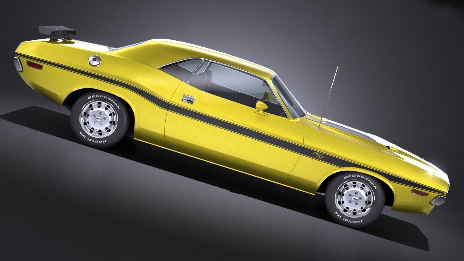 LowPoly Dodge Challenger 1970 RT Low-poly 3D model_6