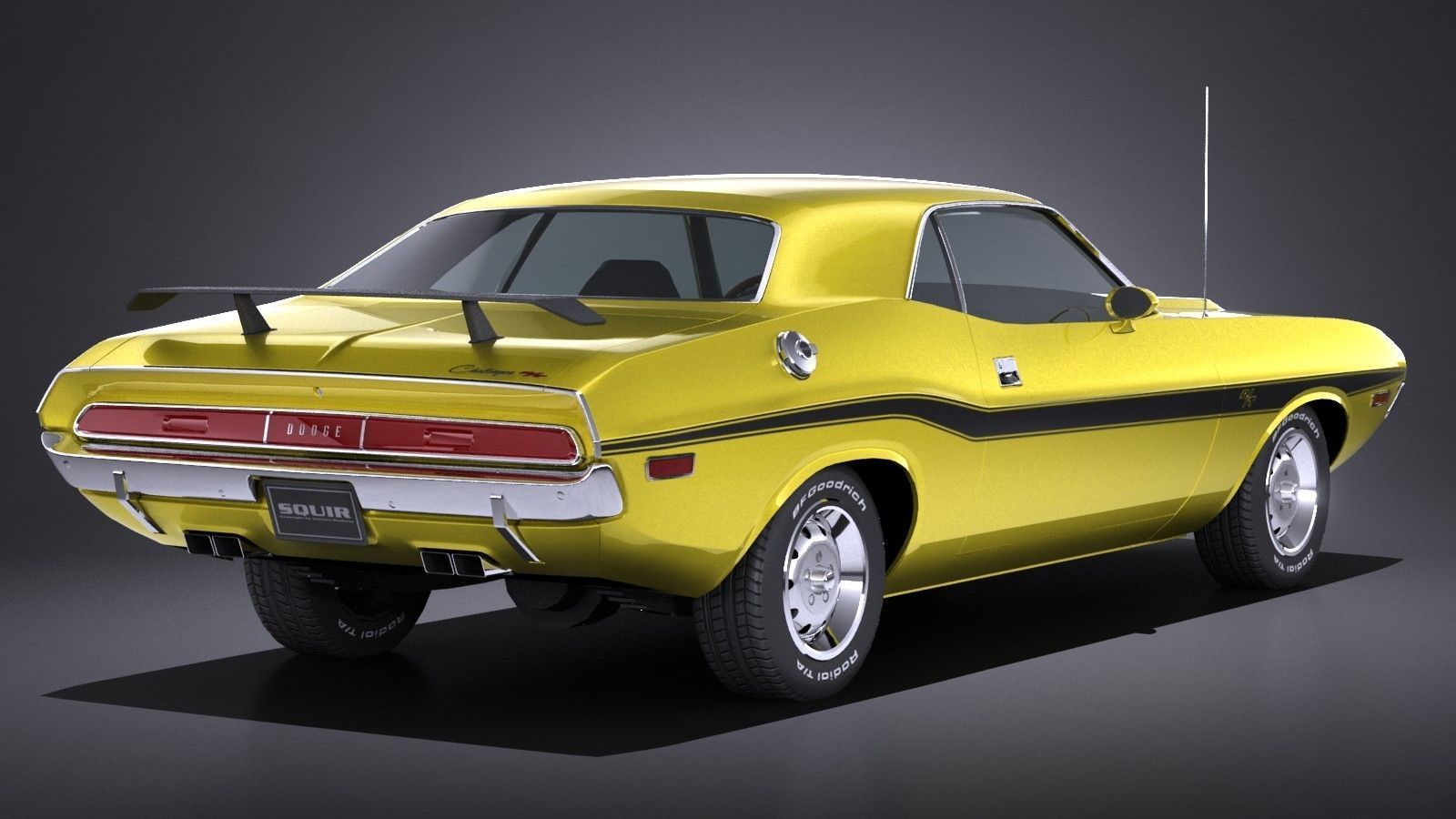 LowPoly Dodge Challenger 1970 RT Low-poly 3D model_5