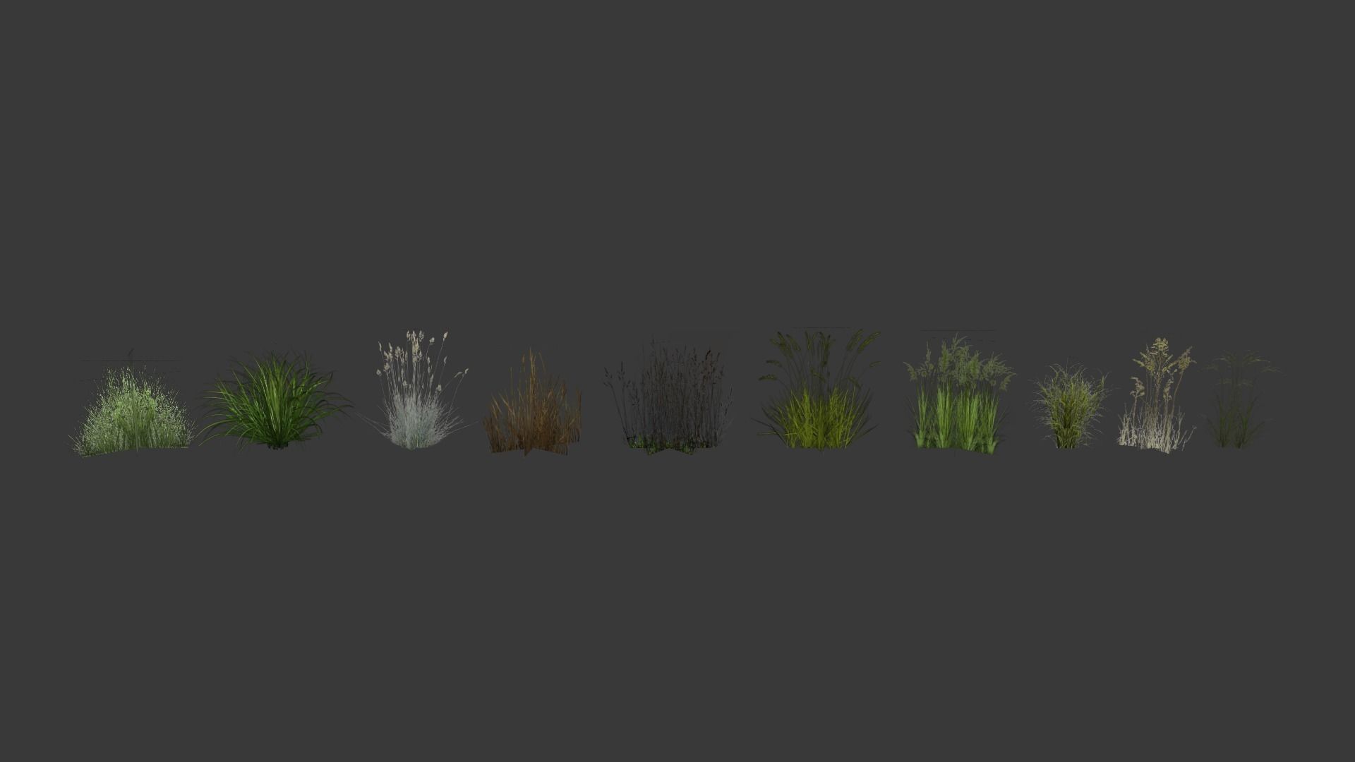Lowpoly grass set 2 grasses Low-poly 3D model_8