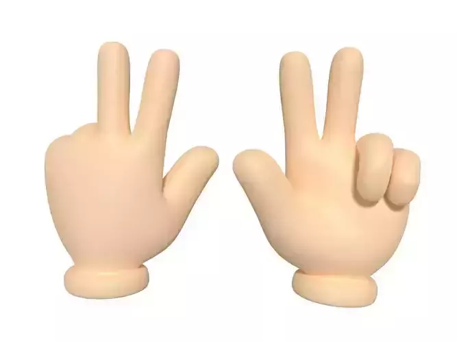 Cartoon Hand Icon - 3 Three Sign Low-poly 3D model