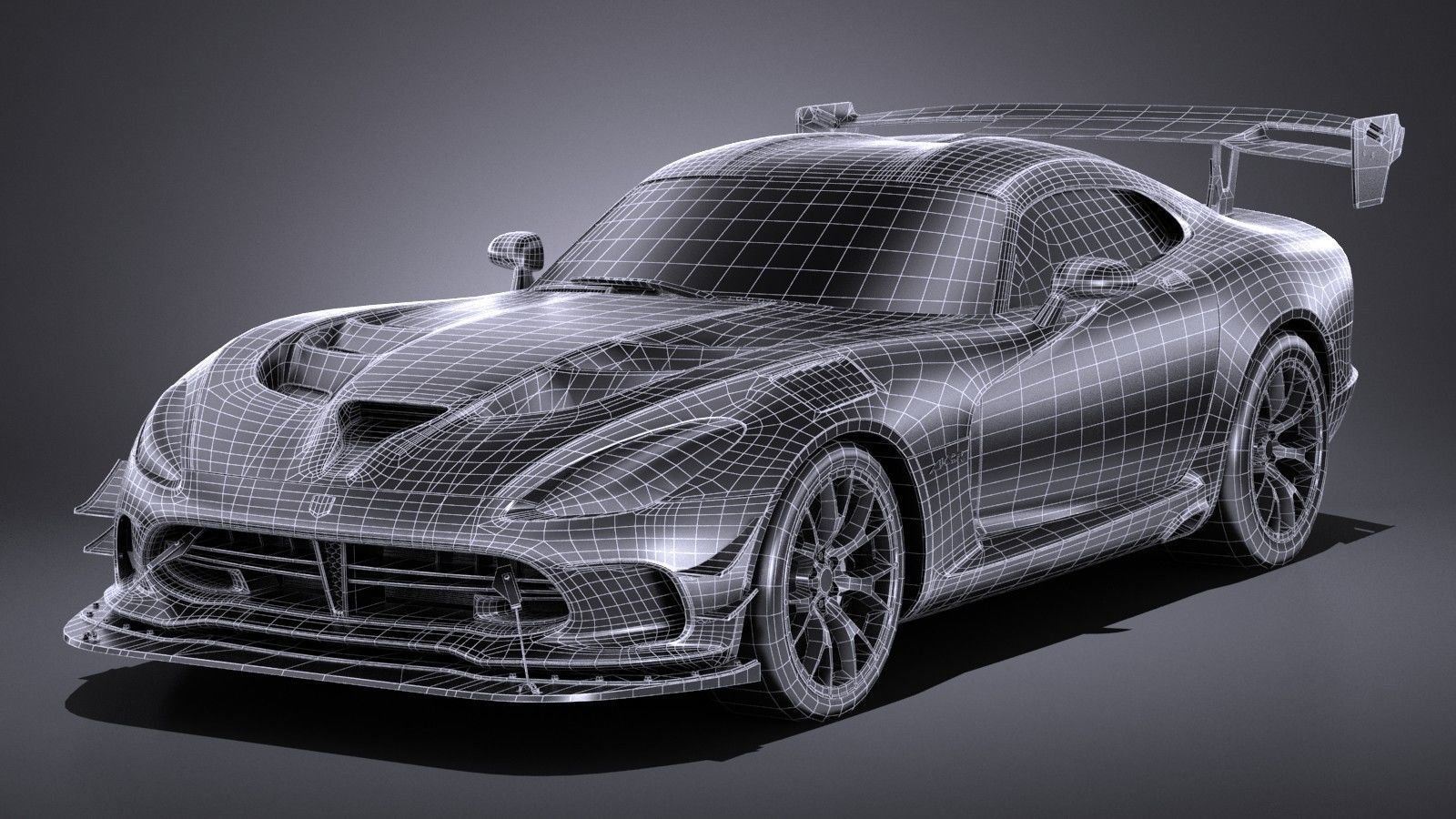 LowPoly Dodge Viper ACR 2016 Low-poly 3D model_13